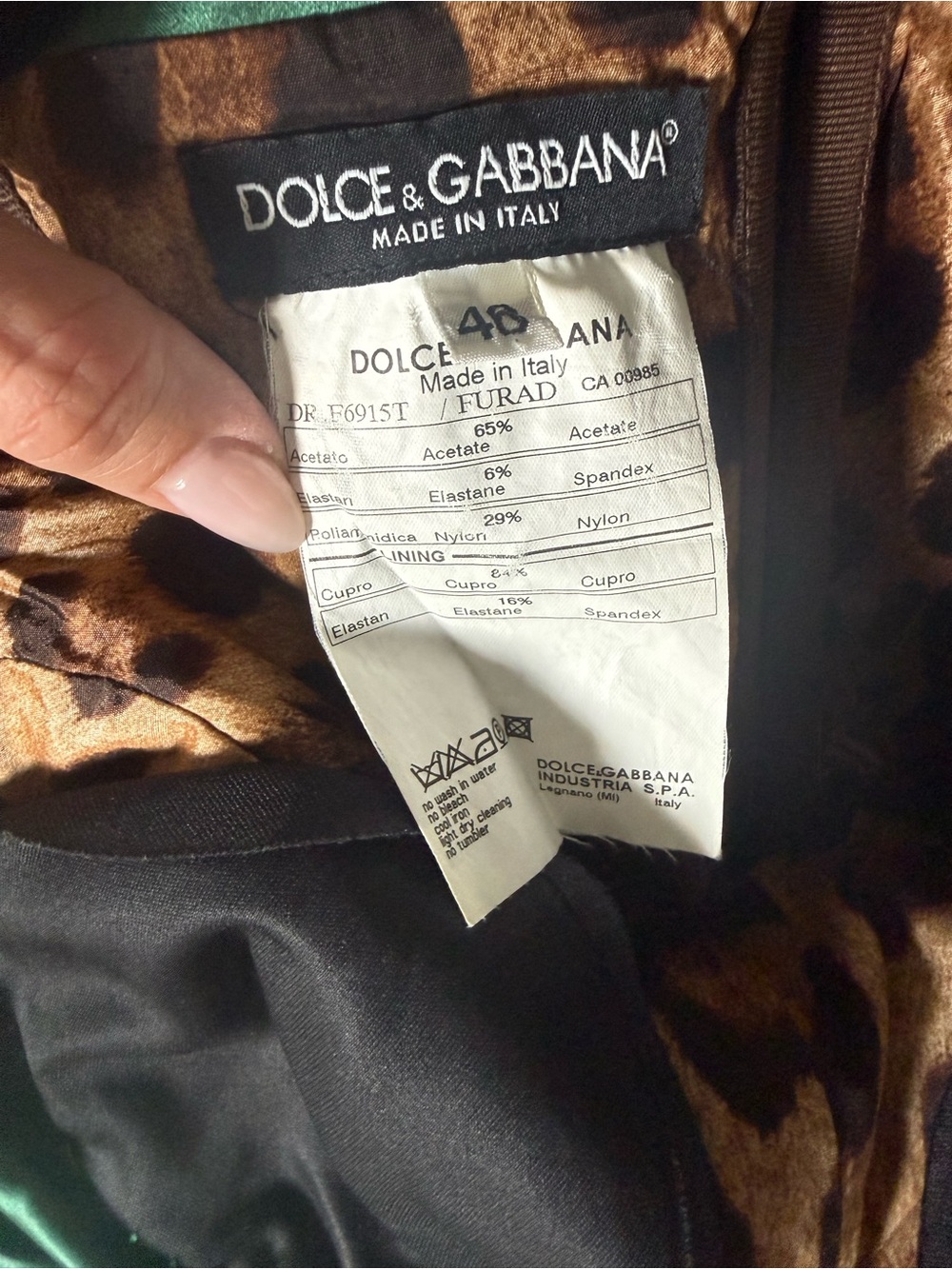 DOLCE & GABBANA • Strapless Green Satin Sheath Dress - size 6 8 - Picture 5 of 5